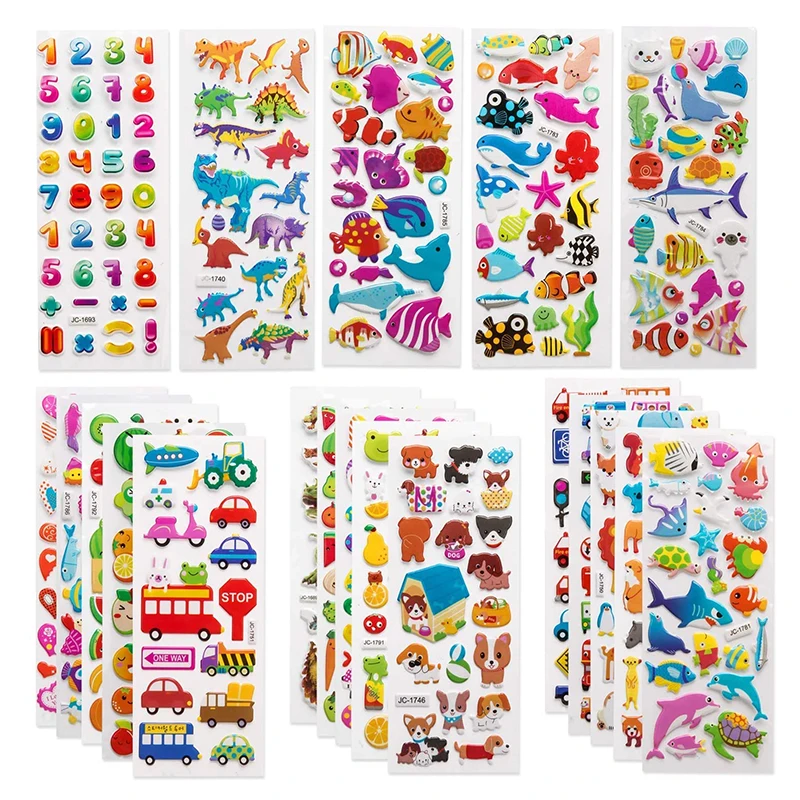 3D Stickers for Kids Toddlers 20/8 Different Sheets Puffy Bulk Sticker Toy Children Boys Girl Gifts Anime Laptop Skin | Игрушки и хобби