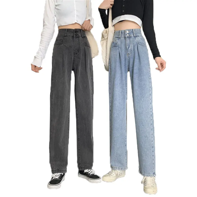 

Wide Leg Jeans Women Cotton Denim Pants High Waist Loose Jeans Clothing Trouser Vintage Streetwear Fashion 2021 Boyfriend Jeans