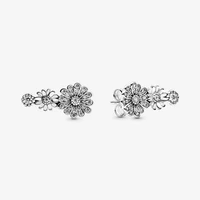 authentic s925 sterling silver glittering thick chrysanthemum triangular earrings womens fashion silver earrings jewelry gifts