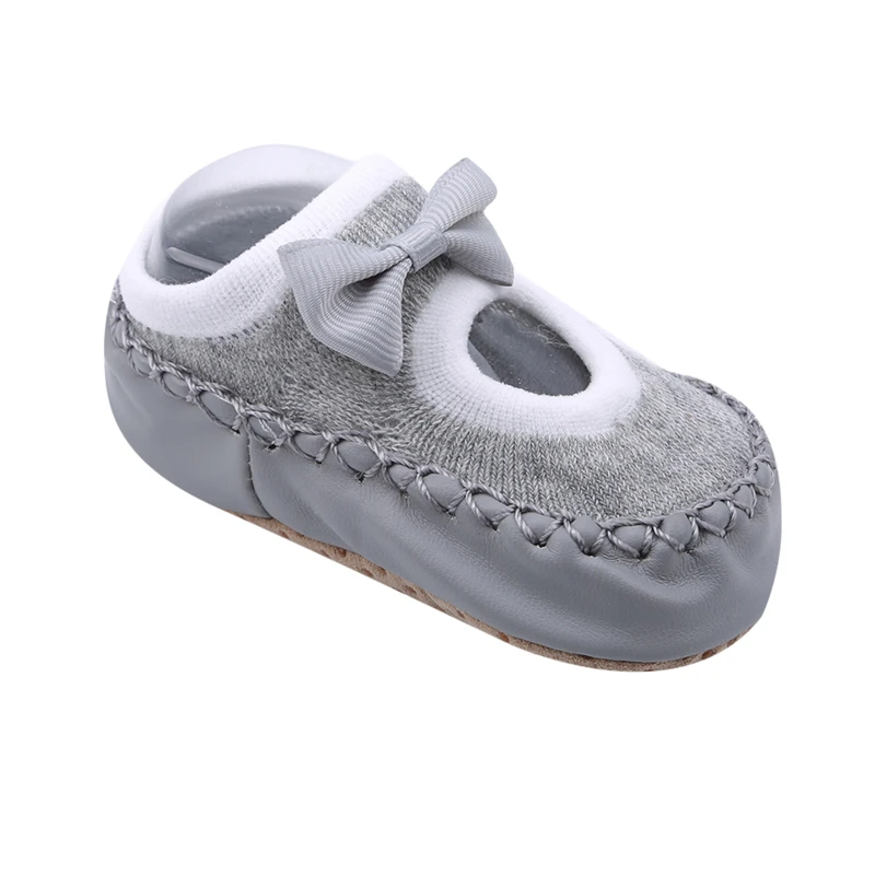 Новые детские носки-тапочки новая весенне-летняя Нескользящая кожаная обувь для