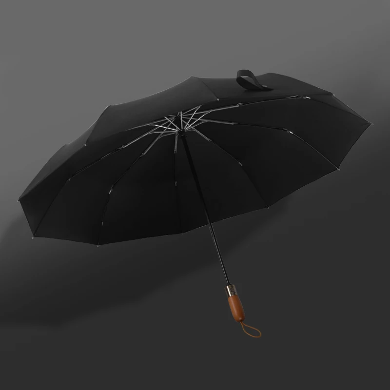 

Деловые складные зонты, полностью автоматические Роскошные Большие высококачественные зонты с деревянной ручкой, ветрозащитные зонтики с ...