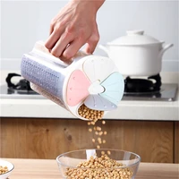 rotating plastic cereal dispenser storage box kitchen gadget food rice container storage case flour grain storage bottle jar