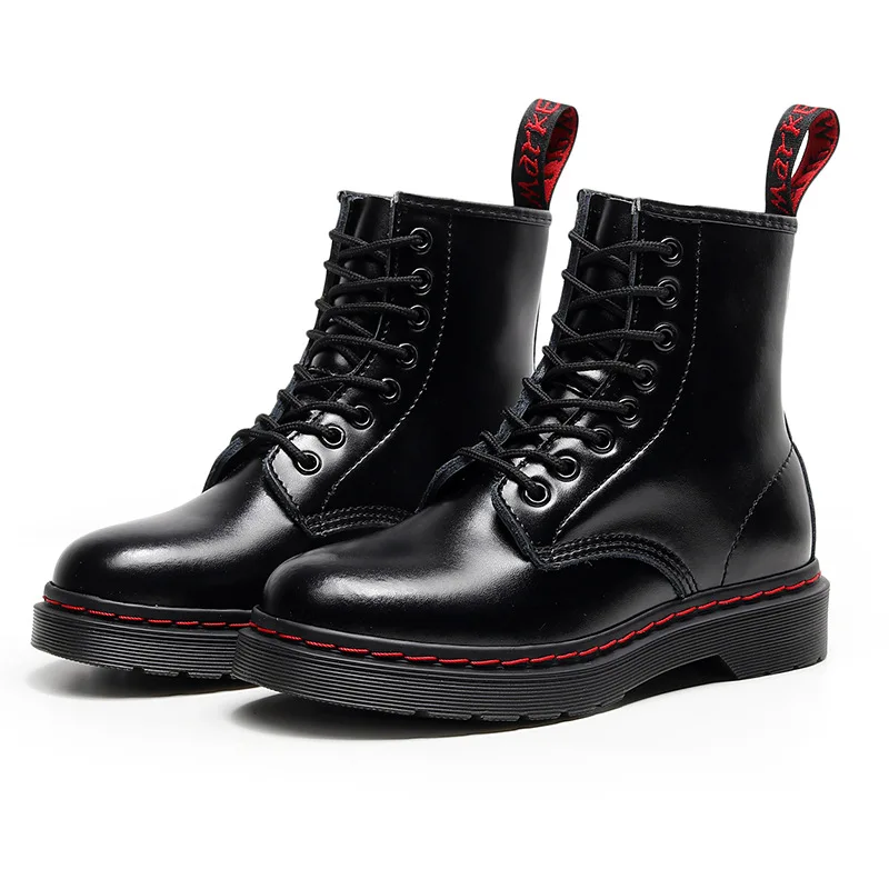 

Женские ботинки для верховой езды, ботинки из мягкой кожи красного цвета в британском стиле для пар, кожаные ботинки для мужчин и женщин, мот...