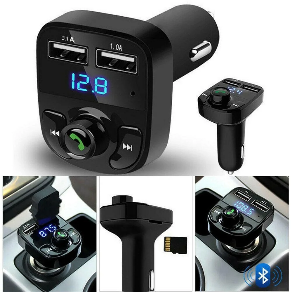 

X8 Car Bluetooth-Compatible5.0 Handsfree Call Audio Kit FM Dual Transmitter Aux Modulator MP3 Player Vehicle 3.1A USB Charger