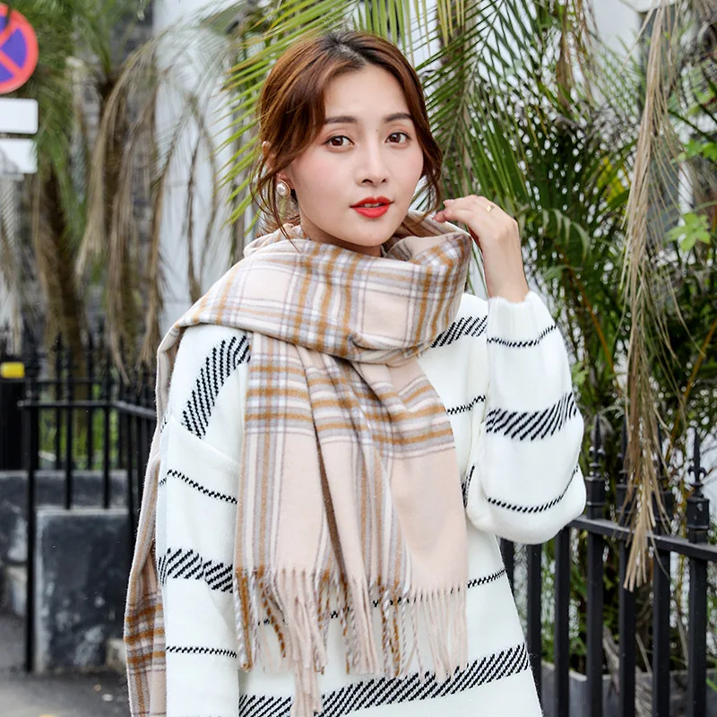 Бренд Yilian клетчатый кашемировый зимний шарф высшего качества плотный