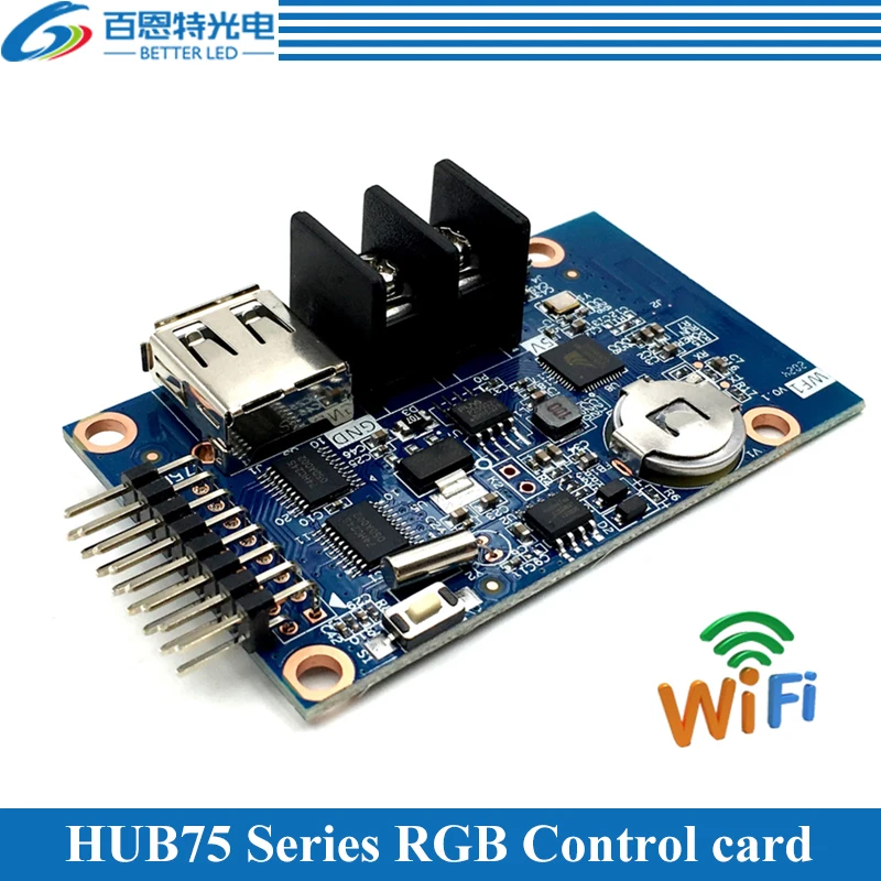 🛍HD-WF1асинхронный640W*32Hпикселей1*HUB75RGBсемицветныймаленькийсветодиодныйдисплейWIFIкартауправления