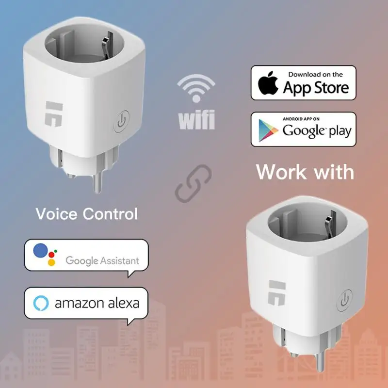 

WiFi Smart Plug 10A 110-240V 2.4GHZ WiFi Remote Switch /Smart Timing Control Voice Control Monitor power Time Setting Smart Plug