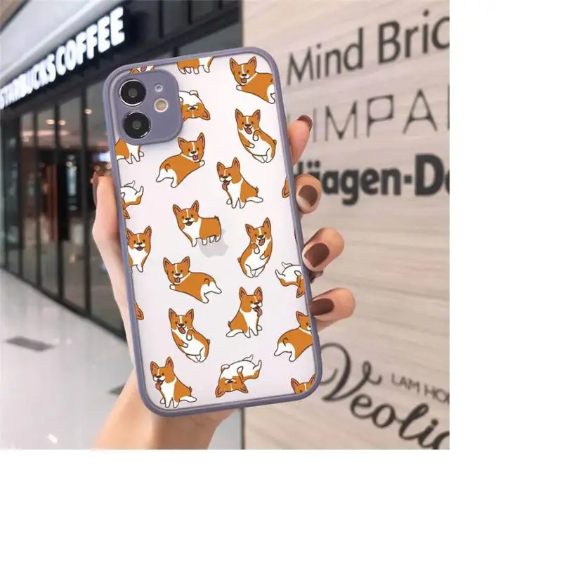 

Corgi 1 Phone Case For iPhone 12 11 Mini Pro XR XS Max 7 8 Plus X Matte transparent Gray Back Cover