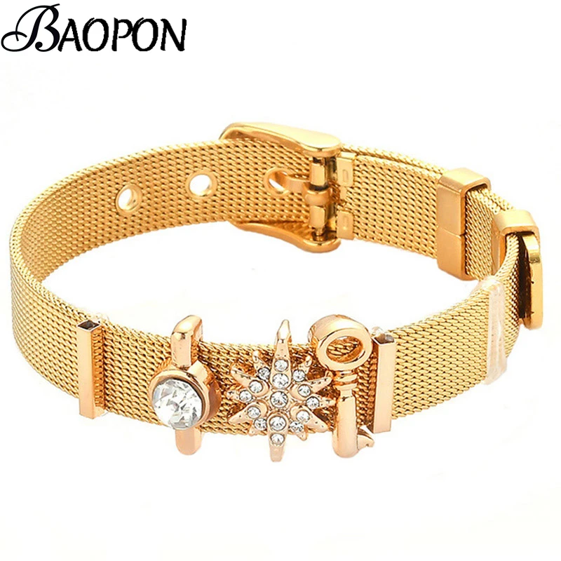 2020 высококачественный сетчатый браслет из нержавеющей стали Кристальный