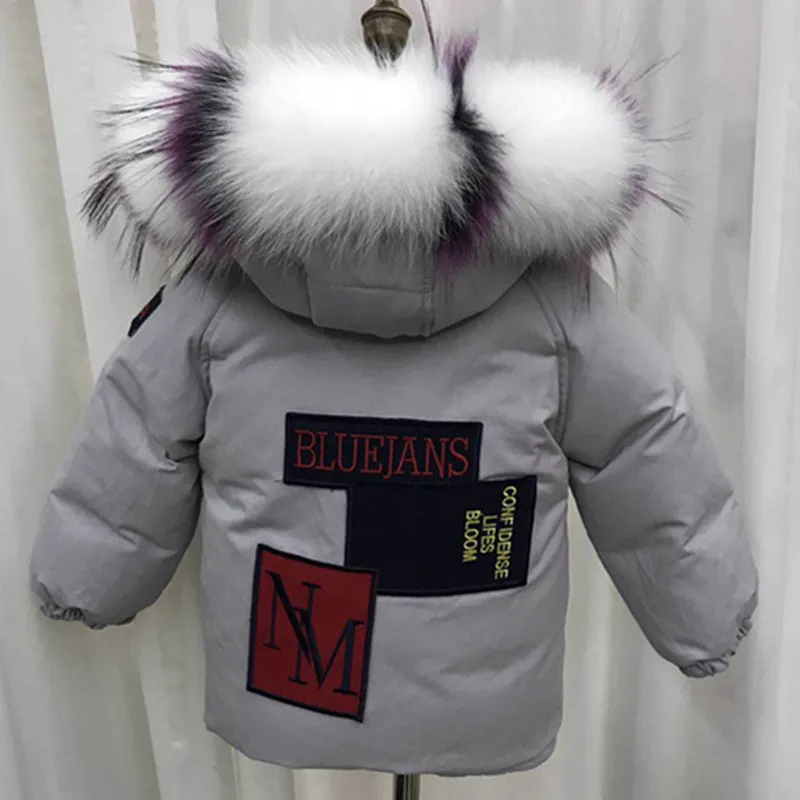 Детский длинный пуховик для мальчиков и девочек Толстая куртка на белом утином