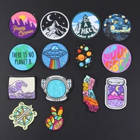 color embroidery round patch scissors hand elliptical galaxy badge hats bags decoration children patch accessories