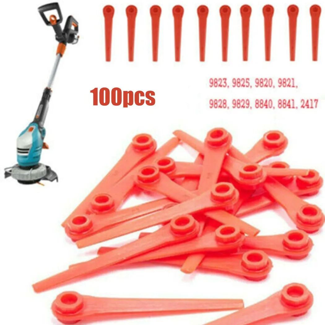 100X Plastic Trimmer Blades For Garden Grass Trimmer EasyCut Li-18/23R 70mm String Trimmer Parts Blades 9823 9825 9820 2417