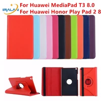 hot hot 360 rotating pu leather case for huawei mediapad t3 8 0 kob l09 kob w09 tablet stand cover for honor play pad 2 8 case