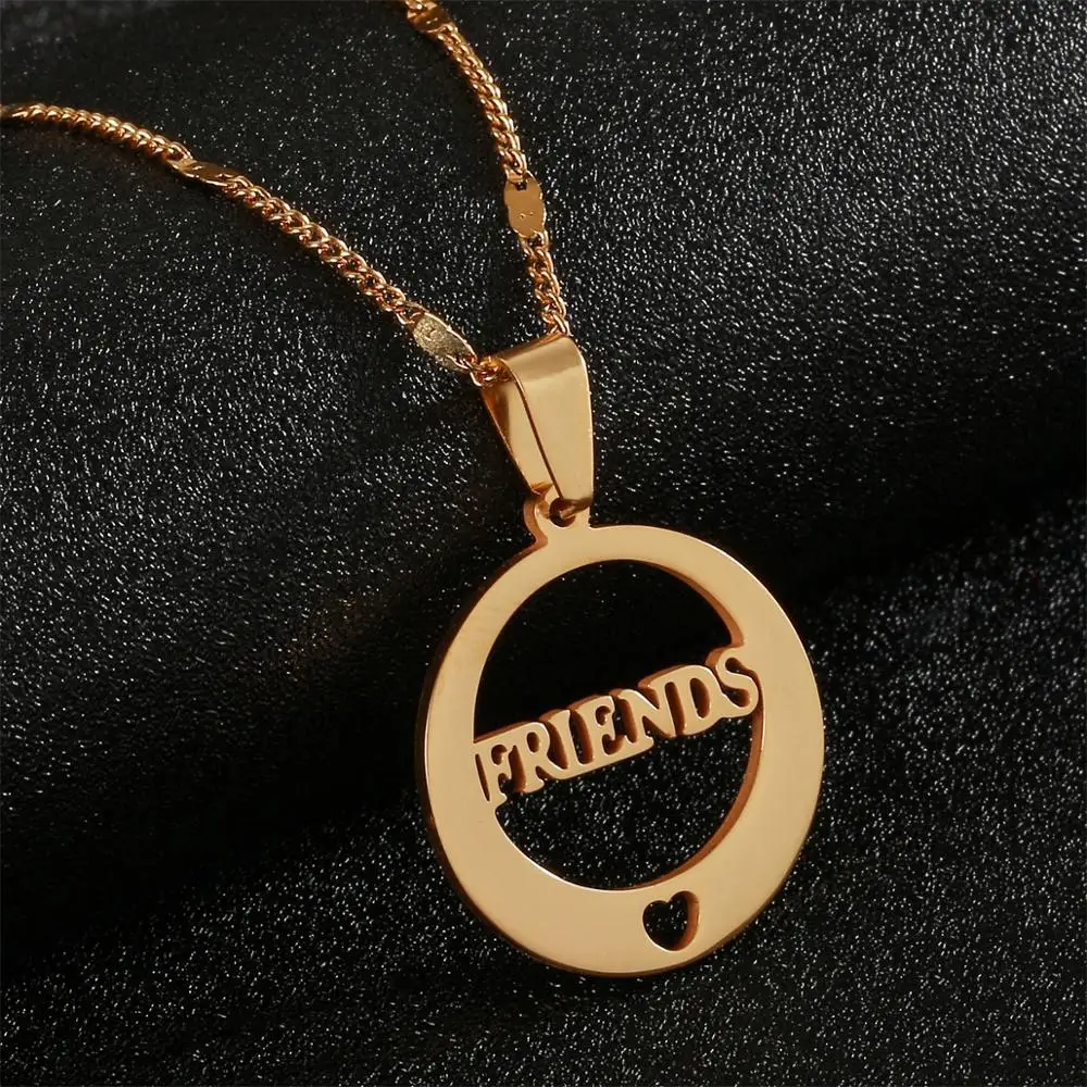 Нержавеющая сталь Круглые Алфавит кулон друг ожерелье с принтом сердце Любовь