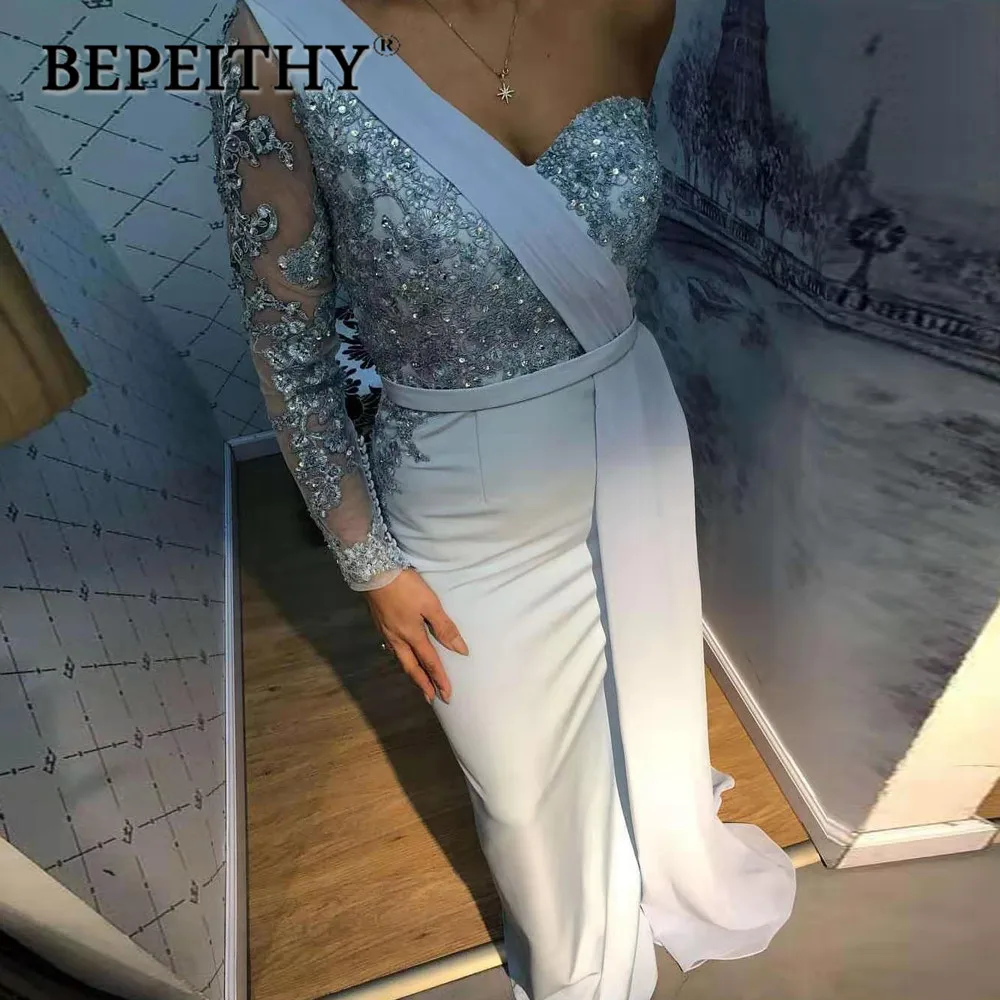 BEPEITHY свадебное платье на одно плечо с длинным рукавом 2021 Vestido De Festa длинное