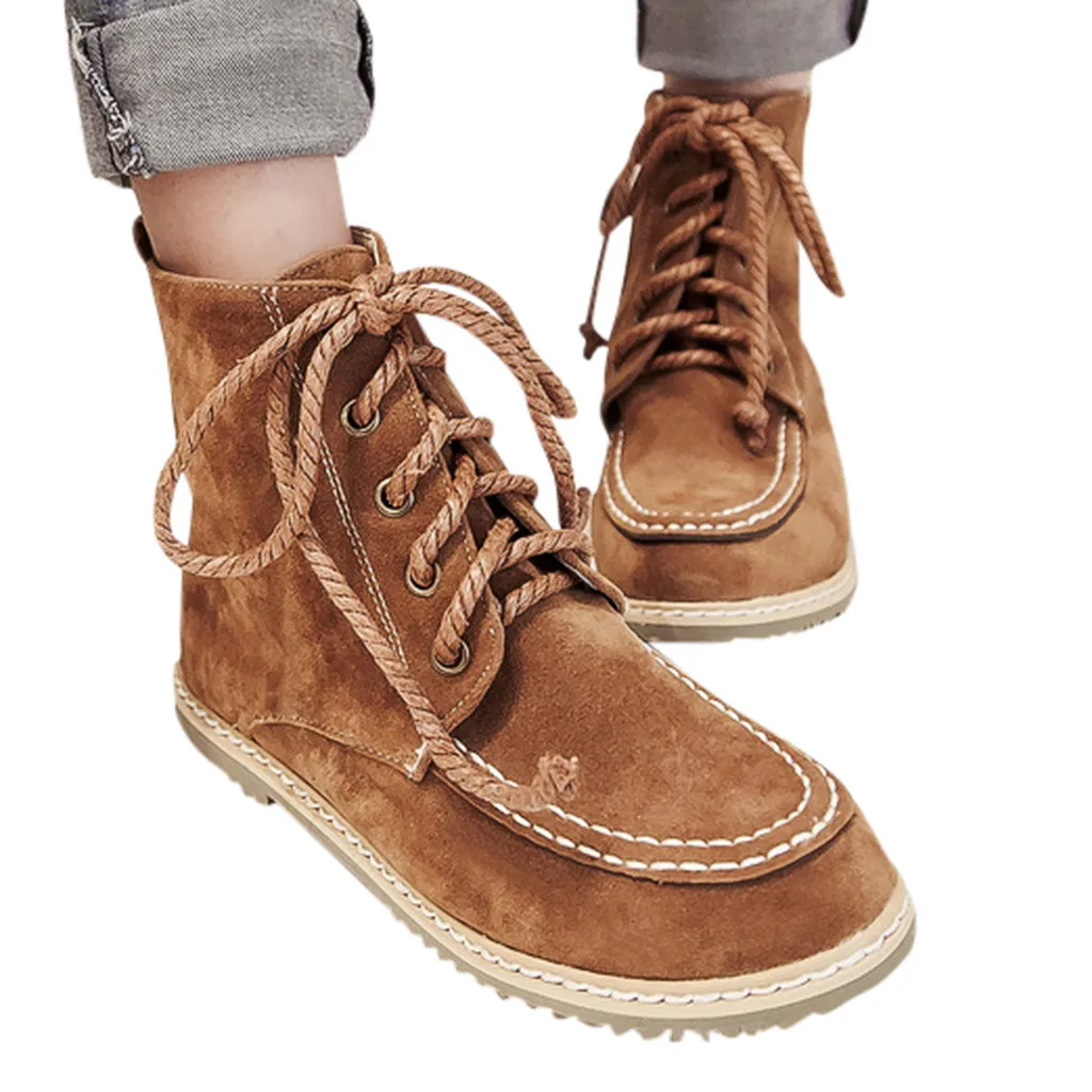 Женские ботильоны на высоком каблуке SAGACE кожаные ботинки шнуровке с плоской