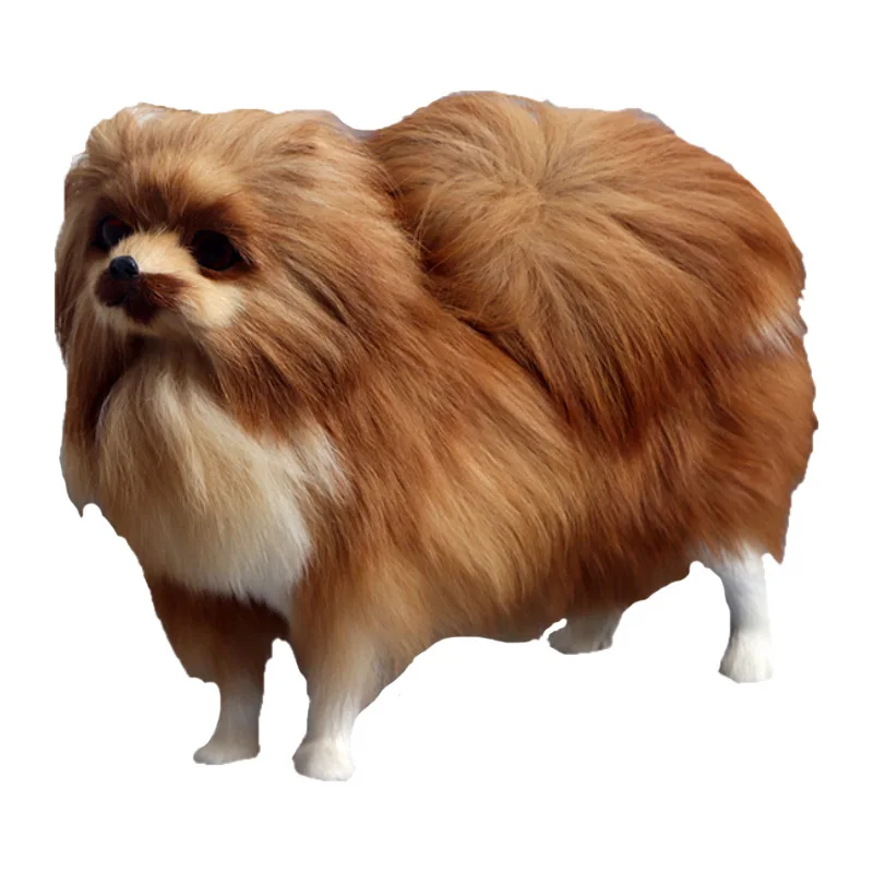 

Simulation Dog Ornaments Leather Fur Pomeranian Animal Model Fur Craft Fur Plush Toy Dog Doll Children Stuffed Home Decoration