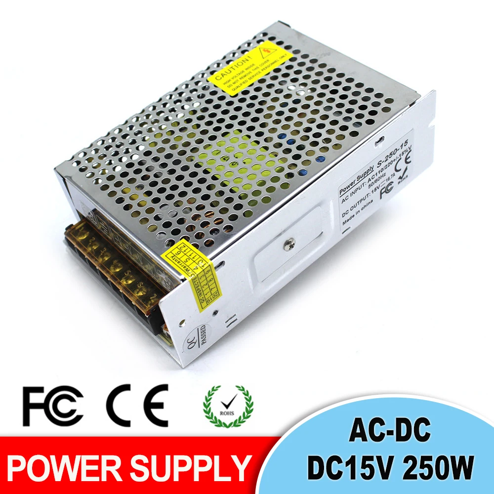 Переменный источник питания импульсный DC15V 16.7A 250W трансформатор 220V 110V AC к DC 15V SMPS