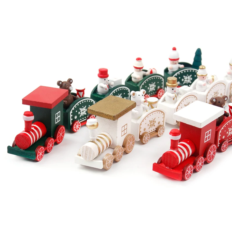 PATIMATE Christmas Wooden Train Merry Christmas Decorations For Home Christmas Ornaments Xmas Navidad Gift New Year