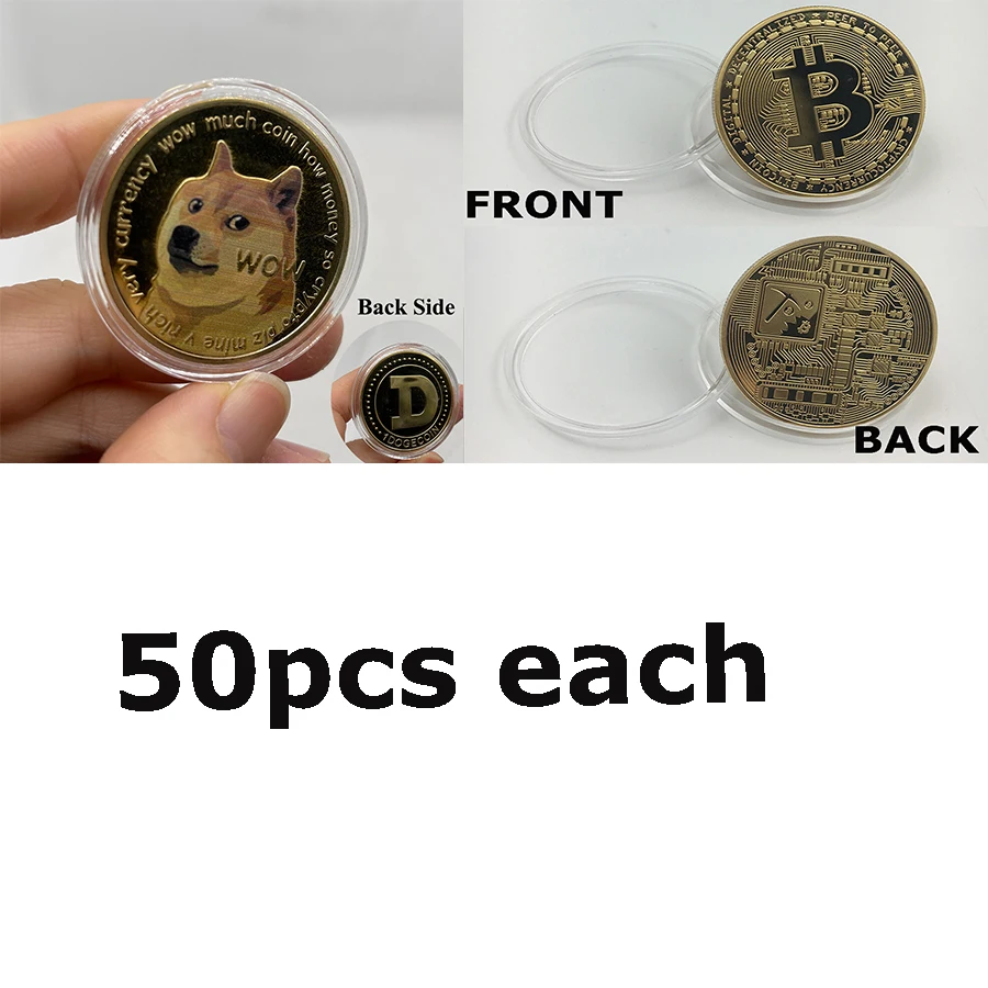 

50pcs Dogecoin+50pcs bitcion