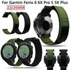 Ремешок для наручных часов Garmin Fenix 6 6X Pro 5 5X Plus 22 26 мм, Мягкий Нейлоновый Плетеный Нейлоновый Регулируемый сменный ремешок для смарт-часов Easyfit