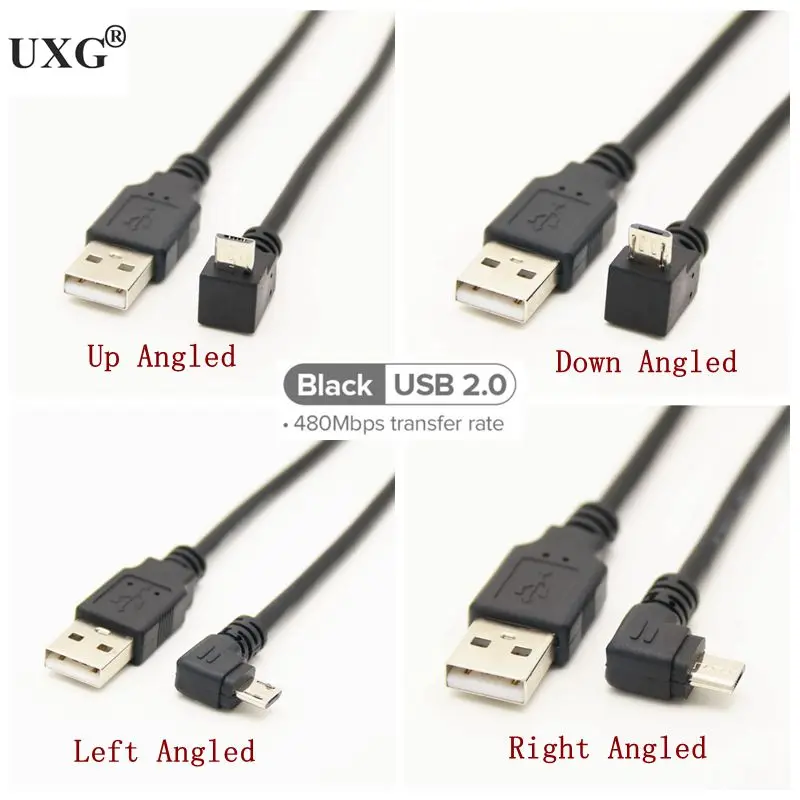 Вверх и вниз влево вправо Угловой 90 градусов USB Micro штекер к кабель для зарядки