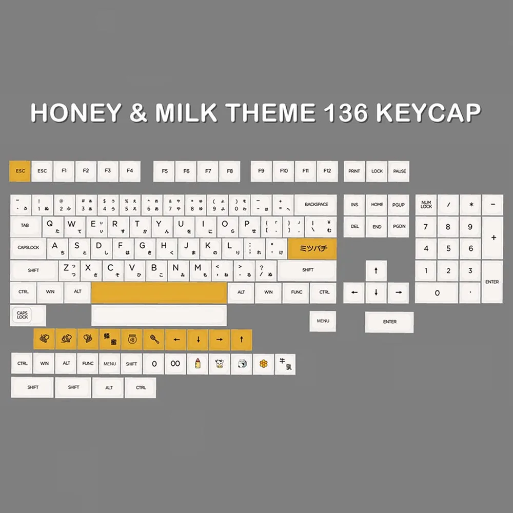 

Japanese Sample Pure White Design Keycaps For Cherry Switch Mechanical Gaming Keyboard 136 Milk White XDA Profile Key Cap