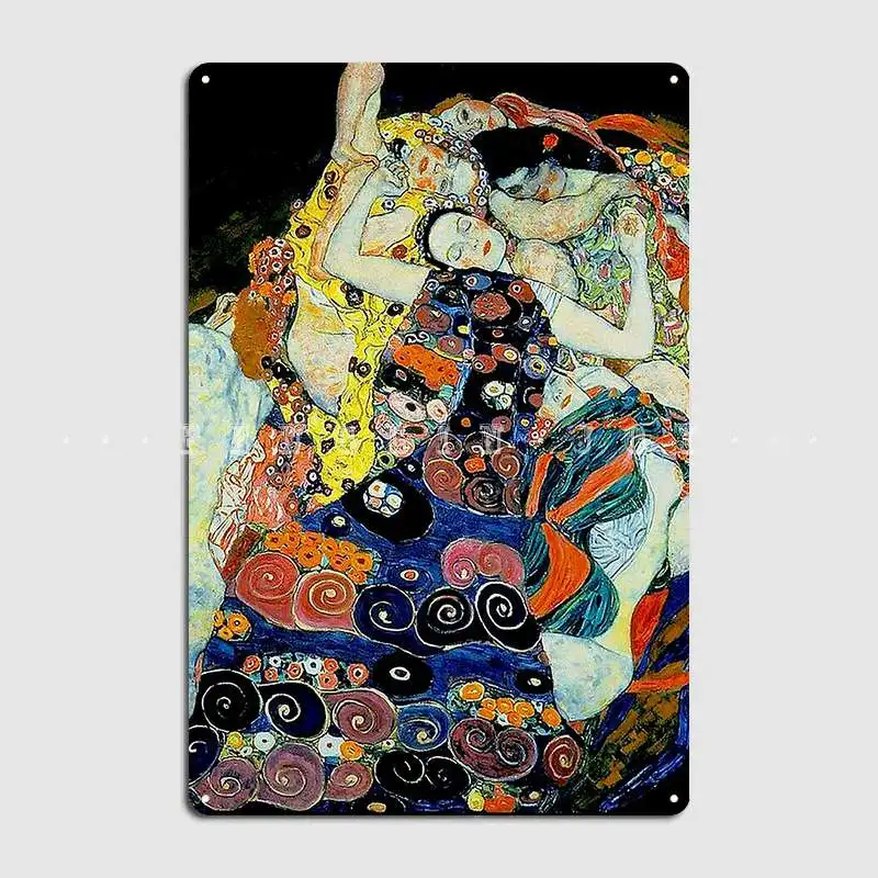 

Maidens Vintage Gustav Klimt Oil Painting Print Poster Metal Plaque Pub Pub Garage Custom Plates Tin Sign Poster