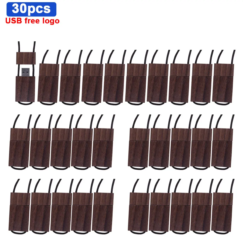 

30pcs/lot Wooden USB Flash Drive red wood pendrive 64GB 16GB 32GB USB creativo U disk Memory stick wedding gift free custom logo
