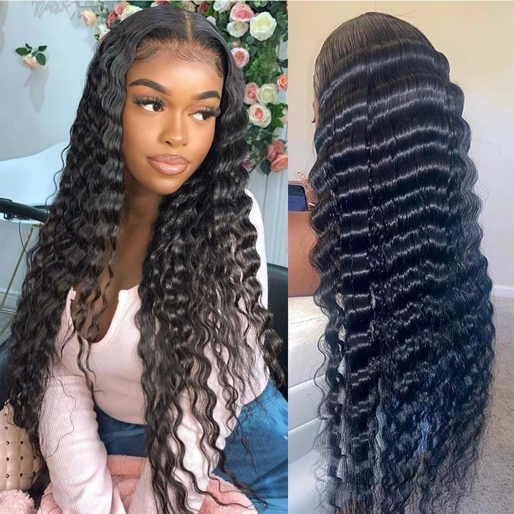 Объемных кудрявы волнистых Синтетические волосы на кружеве парики человеческих