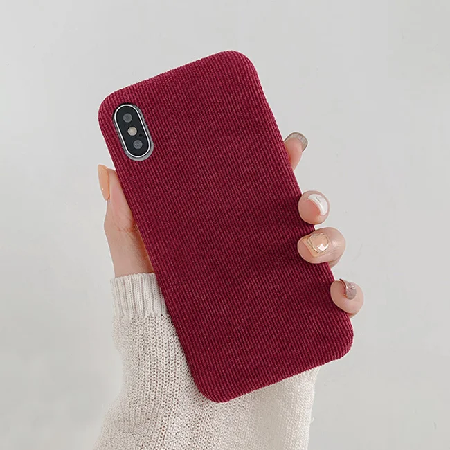 Темно-красный Вельветовая ткань без текстуры чехол для телефона iphone 11 11Pro Max чехол для iphone 7 8 6 6S Plus X XR XS Max теплые ворсистые задняя крышка - Цвет: Темно-красный