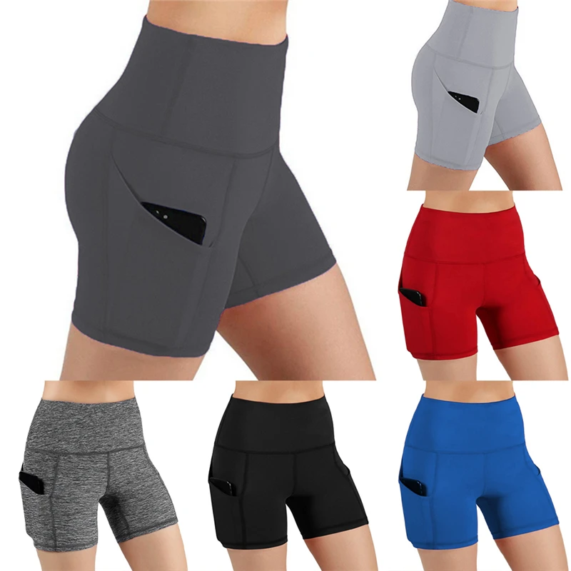 

Женские облегающие леггинсы с высокой талией и эффектом пуш-ап для велоспорта + короткие брюки для бега и фитнеса с карманом для телефона