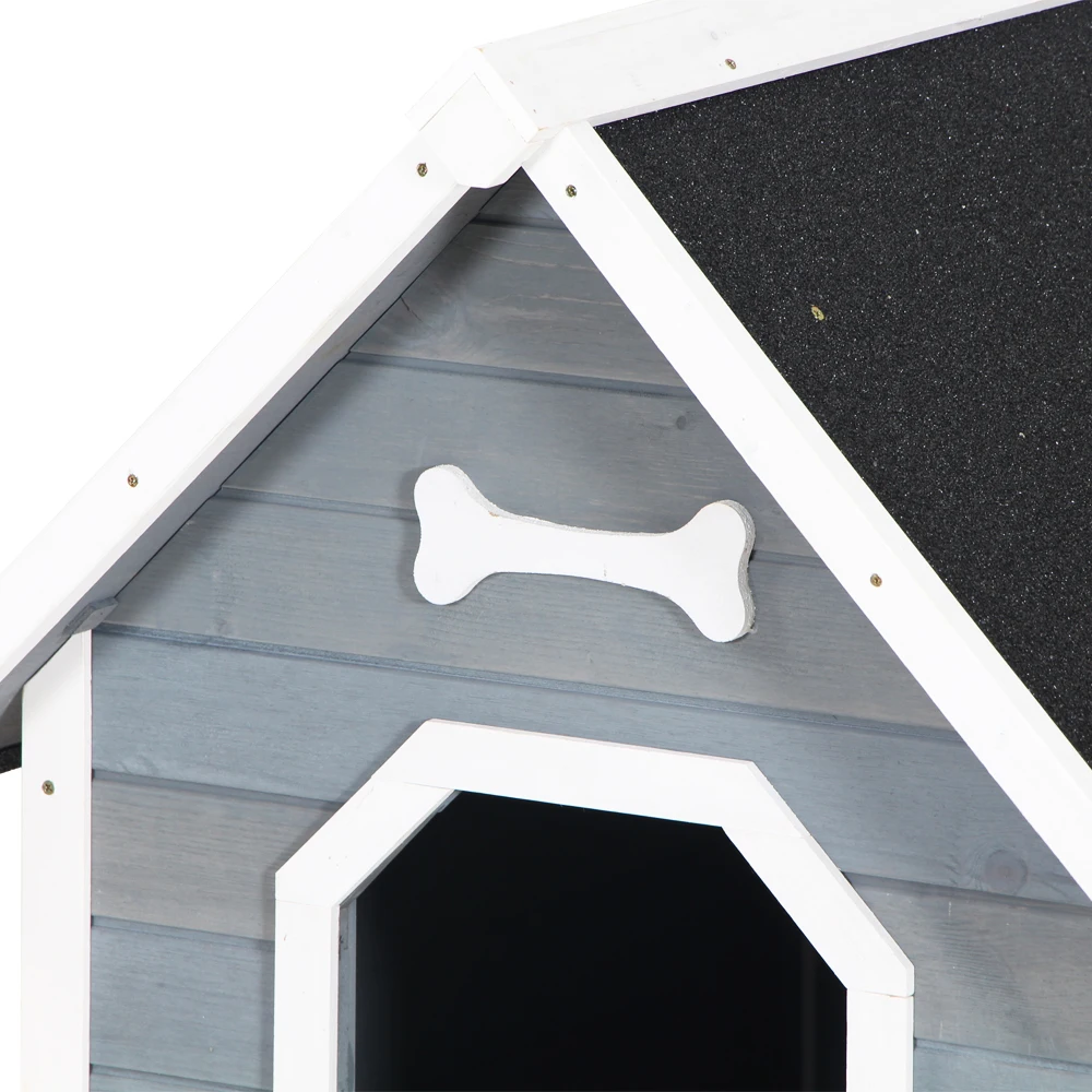 

Dog House Pet Outdoor Bed Wood Shelter Home Weather Kennel Waterproof 78x84x83.5CM Grey[US-Stock]