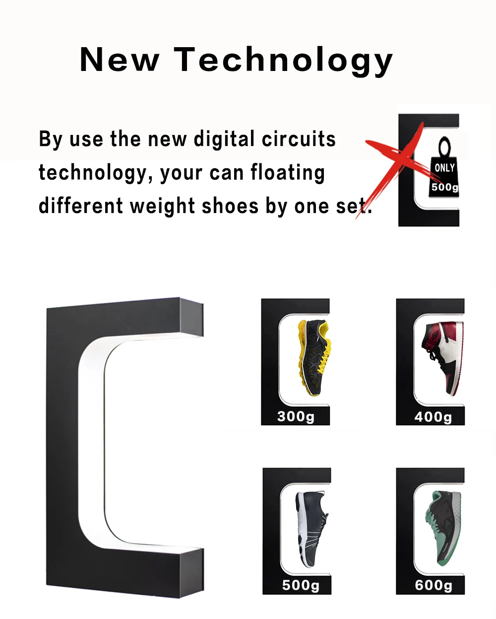 Магнитная плавающая подставка для обуви E-образная регулируемая стойка стеллаж