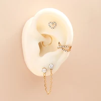creative temperament chain earrings set personality ear studs for women