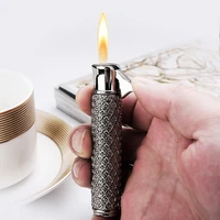 honest fashion inflatable lighter personality engraving metal free fire open flame mini thin lady smoking lighter christams gift
