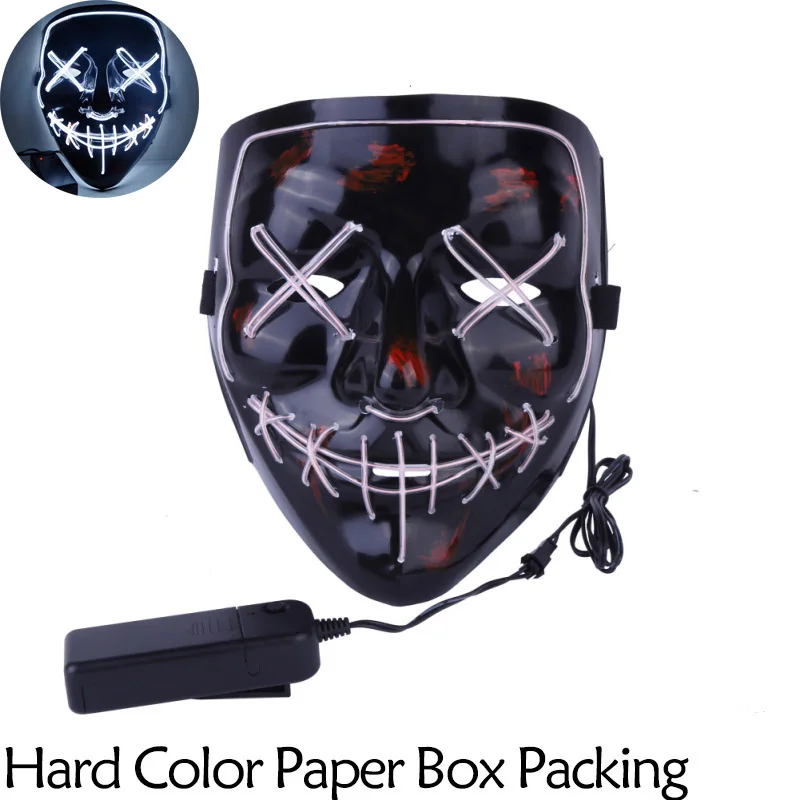 W-COLOR BOX Маска на Хеллоуин, светодиодный светильник, Вечерние Маски, маска для продувки, веселые маски, карнавальный костюм, светящиеся в темноте - Цвет: W-COLOR BOX