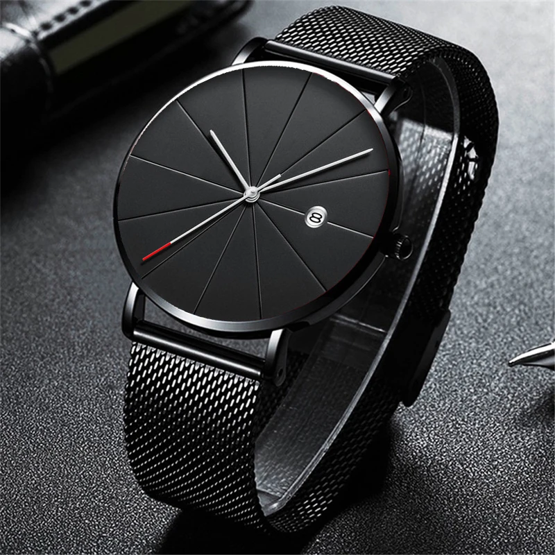

Ultra Thin 2020 Minimalist Men Fashion Watches Men Business Date Calendar Clock Male Stainless Steel Mesh Belt Quartz Watch