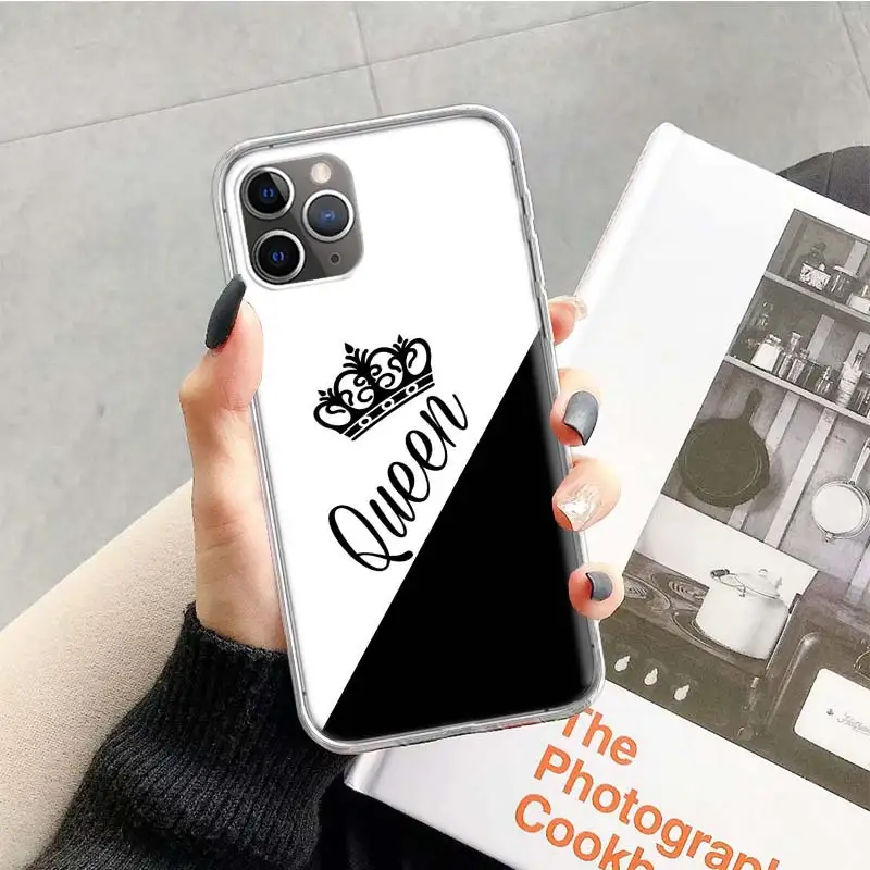 Чехол для влюбленных King queen для Apple iphone 11 Pro XS Max XR X 7 8 6 6S Plus 5 5S SE 10 десять подарочных силиконовых чехлов для телефона