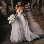 Винтажное свадебное платье с блестками, милое кружевное платье невесты, корейский пошив на заказ, 2021
