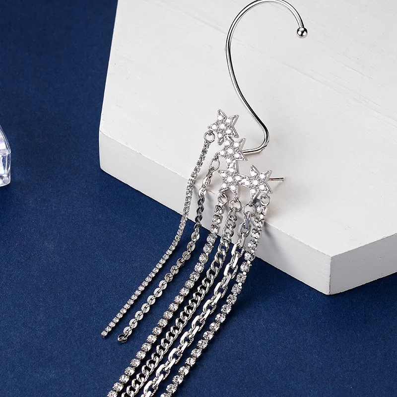 

2021 New Earrings Light Luxury Star Shape Long Tassel Net Red Personality Fashionable Earrings