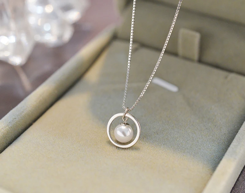 Высокое качество жемчужное ожерелье для женщин 100% Стерлинговое Серебро 925 пробы
