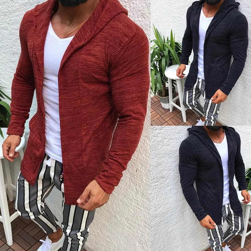 Мужской повседневный вязаный кардиган CYSINCOS однотонная приталенная верхняя