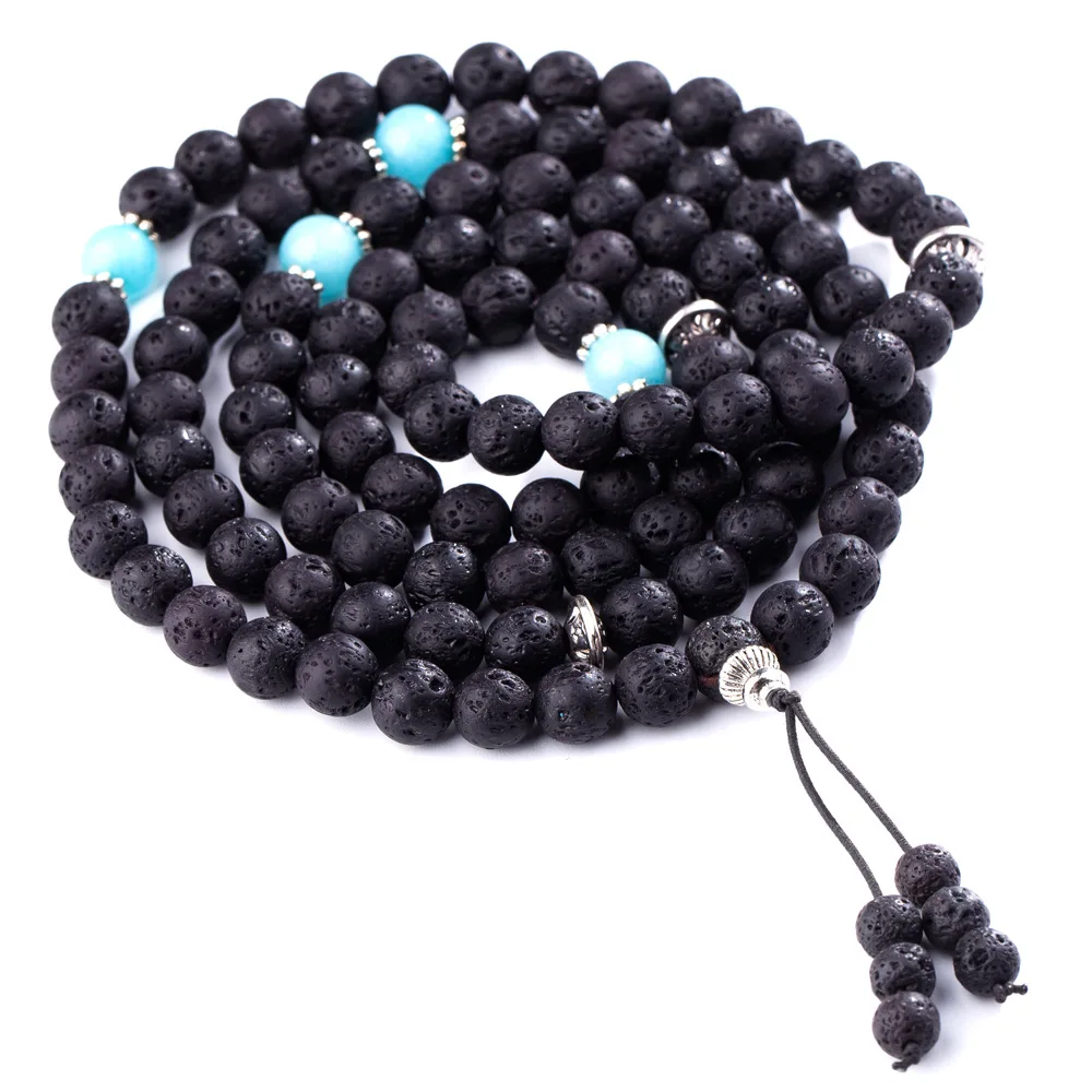 

ASHMITA 108 Buddhist Prayer Beads 7 Chakra Multilayer Yoga Meditation Mala Healing Lava Rock Diffuser Bracelet Necklace Gift Box