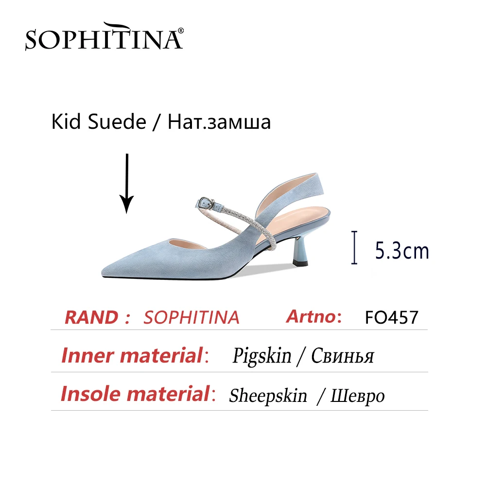 

SOPHITINA Summer Women Shoes Sandals Thin Heels Concise Bling Office Lady Pointed Toe Comfortable New Kid Suede Slingback FO457
