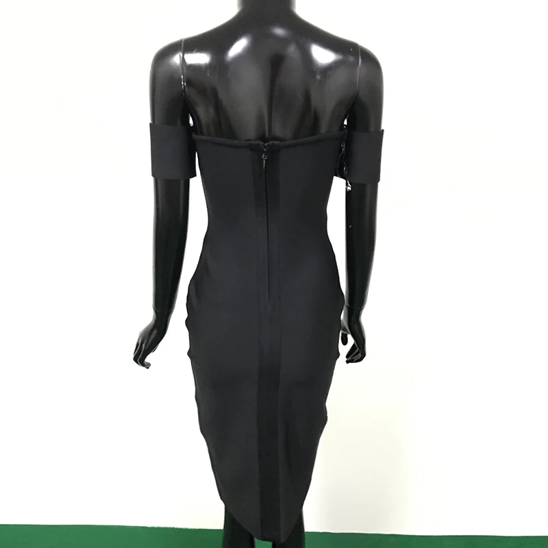 Женское облегающее платье с открытыми плечами Новое Элегантное Черное коротким