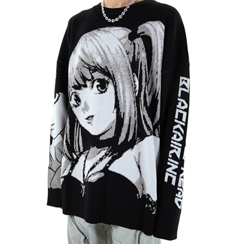 Женский свитер в стиле аниме тетрадь смерти большого размера Корейском для