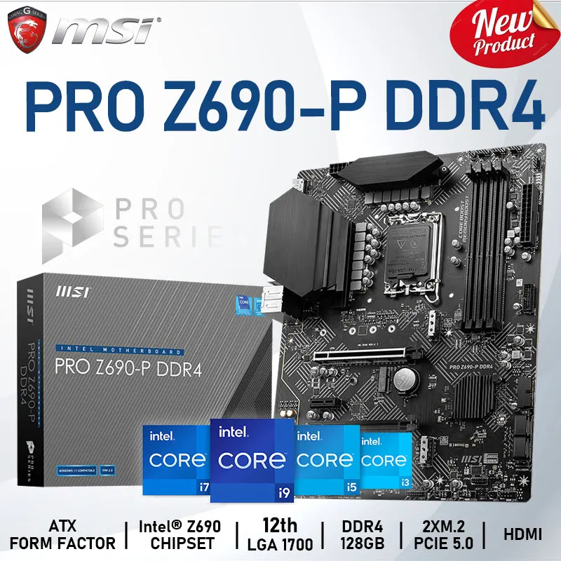 

LGA 1700 Intel 12th Gen MSI PRO Z690-P DDR4 128GB Motherboard M.2 PCI-E 5.0 SATA 6Gb/S HDMI Placa-mãe 1700 Desktop ATX Z690 New