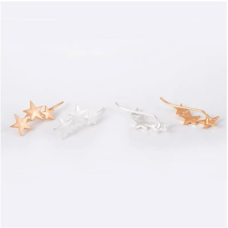 Клипсы для ушей с тремя звездами матовые Металлические Модные Простые