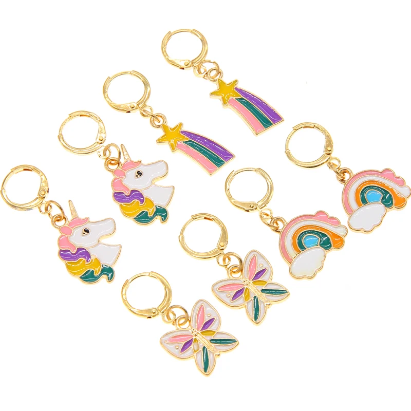 Изысканная индивидуальность Красочная радуга Женская милая бабочка серьги